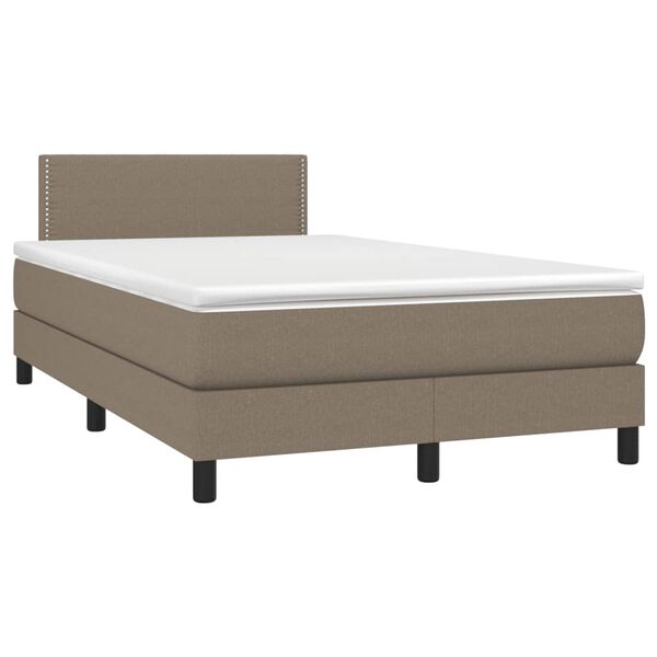 vidaXL Box spring postel s matrac&iacute; a LED taupe 120x190 cm textil