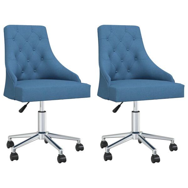vidaXL Otočn&eacute; j&iacute;deln&iacute; židle 2 ks modr&eacute; textil