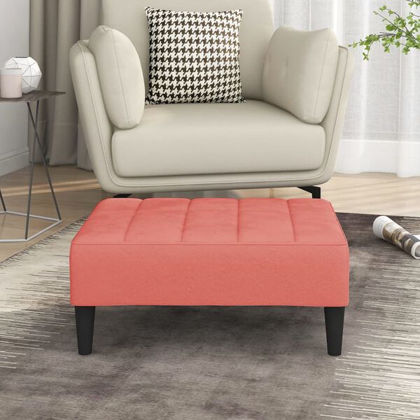 vidaXL Podnožka růžov&aacute; 78 x 56 x 32 cm samet