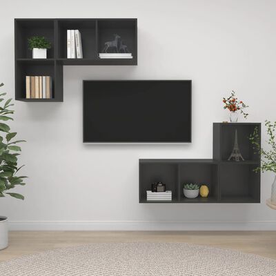 vidaXL Nástěnné TV skříňky 4 ks šedé kompozitní dřevo