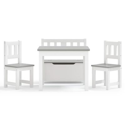 vidaXL 4dílná sada dětského stolu a židlí bílá a šedá MDF