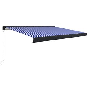 vidaXL Ručně ovl&aacute;dan&aacute; mark&yacute;za 4 x 3 m Modro-b&iacute;l&yacute; pruh 100% polyester