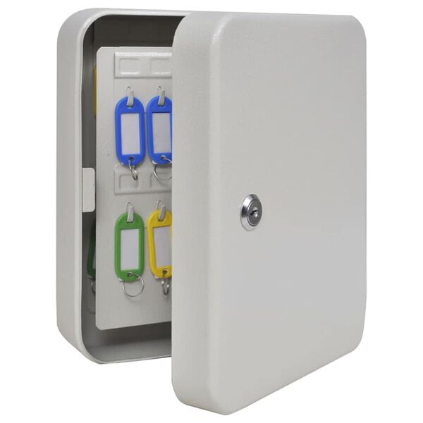 vidaXL Krabička na kl&iacute;če se z&aacute;mkem Slonovinov&aacute; 20 x 7,5 x 25 cm Ocel