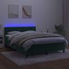 vidaXL Box spring postel s matrac&iacute; a LED tmavě zelen&aacute; 140x190 cm samet