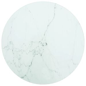 vidaXL Stoln&iacute; deska b&iacute;l&aacute; &Oslash; 30 x 0,8 cm tvrzen&eacute; sklo mramorov&yacute; design