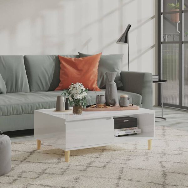 vidaXL Konferenčn&iacute; stolek b&iacute;l&yacute; leskl&yacute; 90 x 60 x 35 cm kompozitn&iacute; dřevo