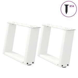 vidaXL Nohy konferenčn&iacute;ho stolku ve tvaru U, 2 ks, b&iacute;l&eacute;, 40 x (30-31) cm, ocel