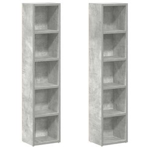 vidaXL Skř&iacute;ňky na CD 2 ks betonově &scaron;ed&eacute; 21 x 16 x 93,5 cm dřevotř&iacute;ska