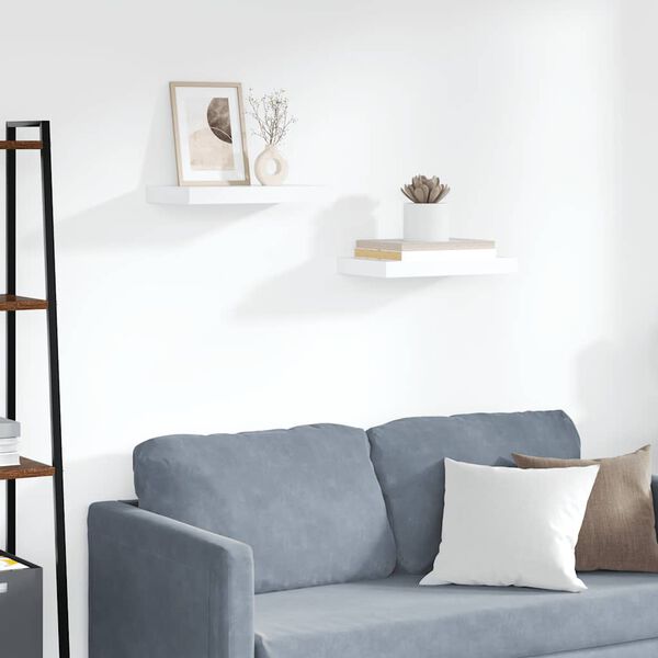 vidaXL Plovouc&iacute; n&aacute;stěnn&eacute; police 2 ks b&iacute;l&eacute; 40 x 23 x 3,8 cm MDF