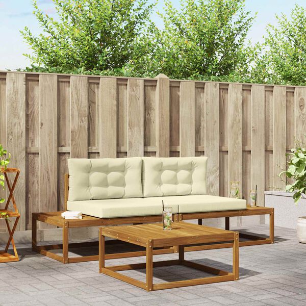 vidaXL Venkovn&iacute; pohovkov&aacute; souprava 3 Kus Přirozen&aacute; a Kr&eacute;mov&aacute;