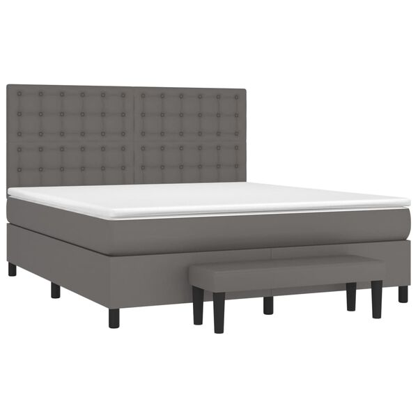 vidaXL Box spring postel s matrac&iacute; &scaron;ed&aacute; 160x200 cm uměl&aacute; kůže