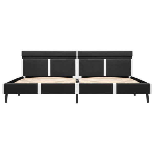 vidaXL R&aacute;m postele s LED světlem &scaron;ed&yacute; uměl&aacute; kůže 180 x 200 cm