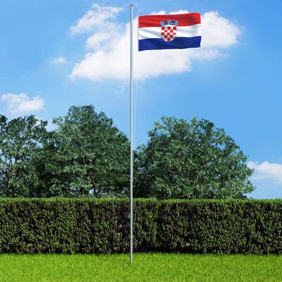 vidaXL Chorvatská vlajka a stožár hliník 6,2 m