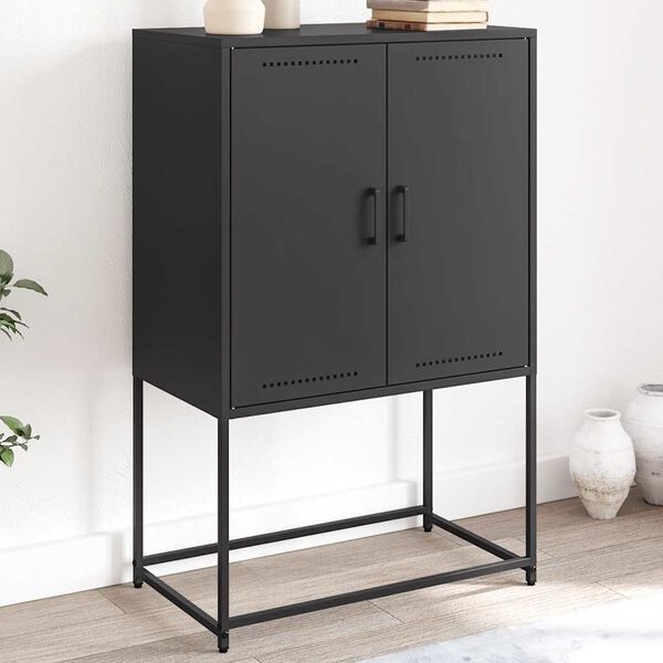 vidaXL Skř&iacute;ň highboard čern&aacute; 68,5 x 38,5 x 107 cm ocel
