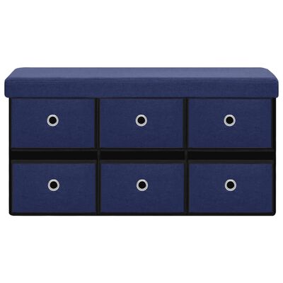 vidaXL Skládací úložná lavice modrá 76 x 38 x 38 cm umělý len