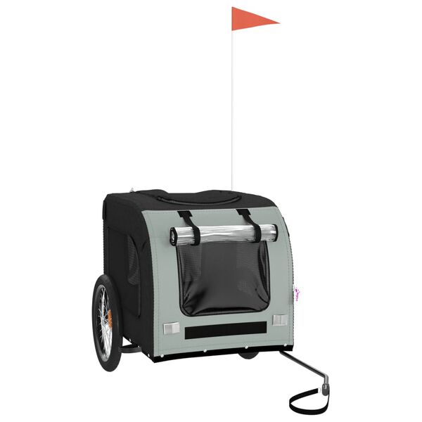 vidaXL Vozík za kolo pro psa šedý a černý oxfordská tkanina a železo