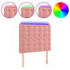 vidaXL Čelo postele s LED růžov&eacute; 80x5x118/128 cm samet