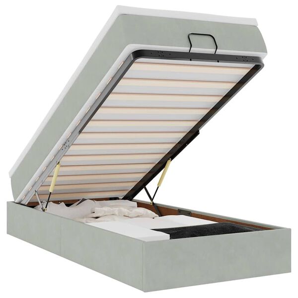 vidaXL Osmansk&yacute; r&aacute;m postele s matrac&iacute; světle &scaron;ed&aacute; 90x190cm samet