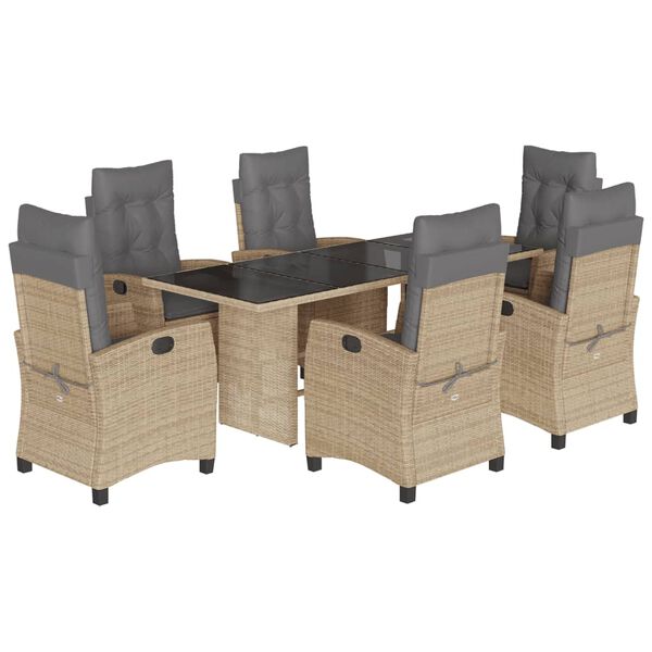 vidaXL 7d&iacute;ln&yacute; zahradn&iacute; j&iacute;deln&iacute; set s podu&scaron;kami mix b&eacute;žov&eacute; polyratan