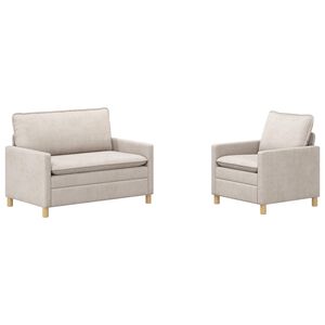 vidaXL Set pohovek 2 ks Kr&eacute;mov&aacute; Polyester