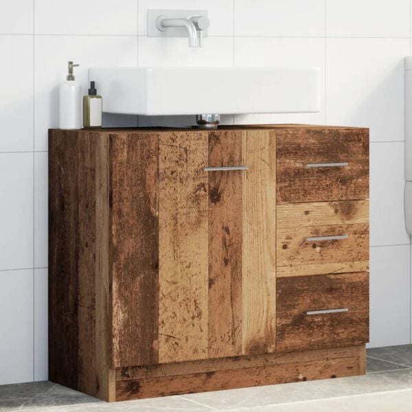 vidaXL Skříňka pod umyvadlo old wood 63 x 30 x 54 cm kompozitní dřevo