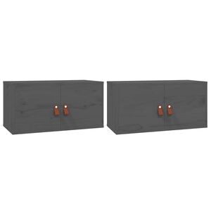 vidaXL N&aacute;stěnn&eacute; skř&iacute;ňky 2 ks &scaron;ed&eacute; 60 x 30 x 30 cm masivn&iacute; borov&eacute; dřevo