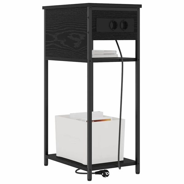 vidaXL Nočn&iacute; skř&iacute;ňka Čern&yacute; dub 41 x 28 x 76 cm kompozitn&iacute; dřevo