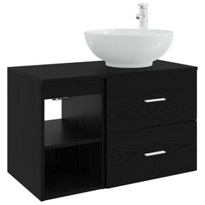 vidaXL Sada koupelnov&eacute;ho n&aacute;bytku 2 pcs Čern&yacute; dub Kompozitn&iacute; dřevo