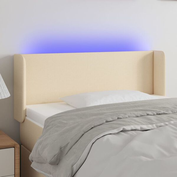 vidaXL Čelo postele s LED kr&eacute;mov&eacute; 93 x 16 x 78/88 cm textil