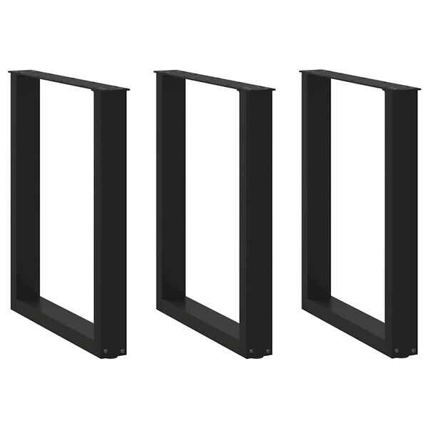 vidaXL Nohy k jídelnímu stolu ve tvaru U, 3 ks, černé, 70 x (72-73) cm, ocel