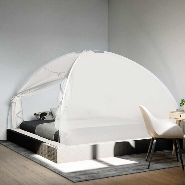 vidaXL Moskyti&eacute;ra Mongolia s dv&iacute;řky 220 s&iacute;ťovina b&iacute;l&aacute; 200x200x135 cm