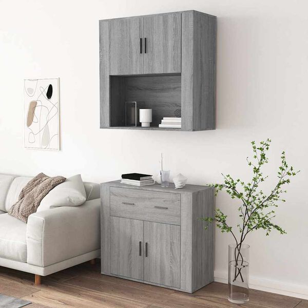 vidaXL Skř&iacute;ň highboard &scaron;ed&aacute; sonoma kompozitn&iacute; dřevo