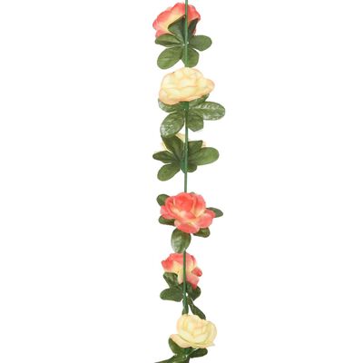 vidaXL Umělé květinové girlandy 6 ks růžové a champagne 240 cm