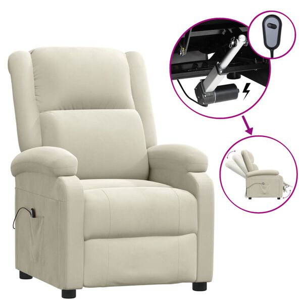 vidaXL Elektrick&eacute; polohovac&iacute; křeslo kr&eacute;mov&eacute; samet