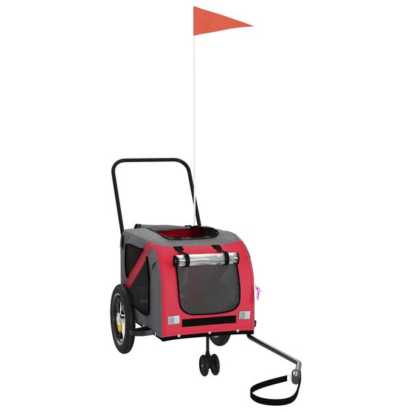 vidaXL Vozík za kolo pro psa červený a černý oxfordská tkanina/železo