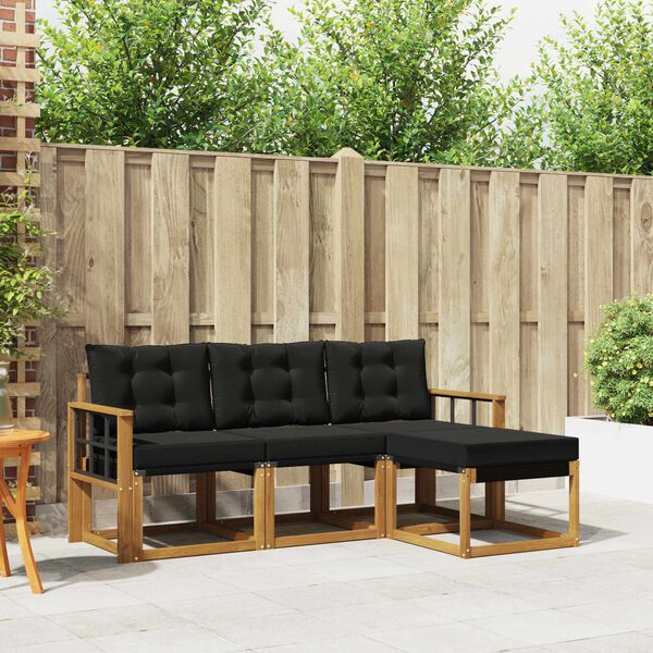 vidaXL Venkovn&iacute; pohovkov&aacute; souprava s pol&scaron;t&aacute;řem 4 pcs Přirozen&aacute; a čern&aacute;