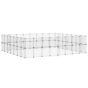 vidaXL 60panelov&aacute; ohr&aacute;dka pro zv&iacute;řata s dv&iacute;řky čern&aacute; 35 x 35 cm ocel