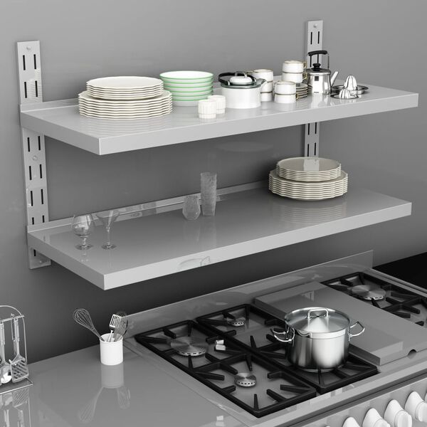 vidaXL 2patrov&aacute; n&aacute;stěnn&aacute; police z nerezov&eacute; oceli 120 x 30 cm