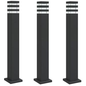 vidaXL Venkovn&iacute; stojac&iacute; lampy 3 ks čern&eacute; 80 cm hlin&iacute;k