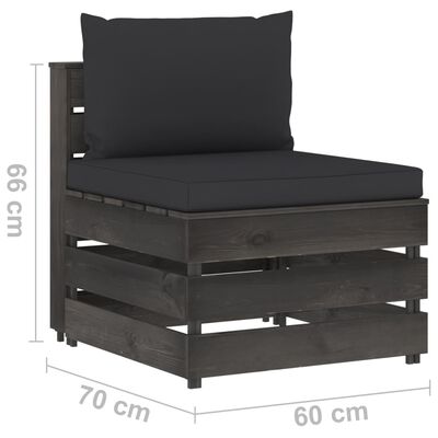 vidaXL 7dílná sedací souprava s poduškami šedé impregnované dřevo