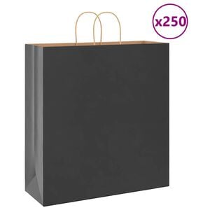 vidaXL Pap&iacute;rov&eacute; s&aacute;čky 250 ks s uchy čern&eacute; 45x17x48 cm