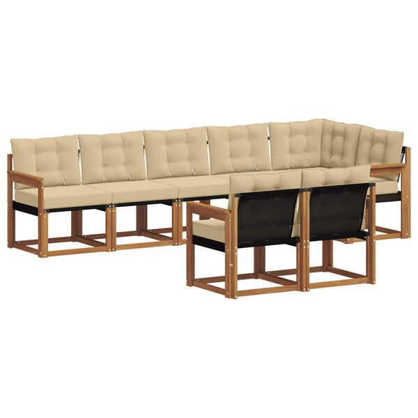 vidaXL Venkovn&iacute; pohovkov&aacute; souprava 8 pcs Přirozen&aacute; a B&eacute;žov&aacute;