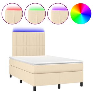 vidaXL Box spring postel s matrac&iacute; a LED kr&eacute;mov&aacute; 120 x 200 cm textil