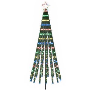 vidaXL LED v&aacute;nočn&iacute; strom 180 cm 255 LED V&iacute;cebarevn&aacute; Ocel Čern&aacute;