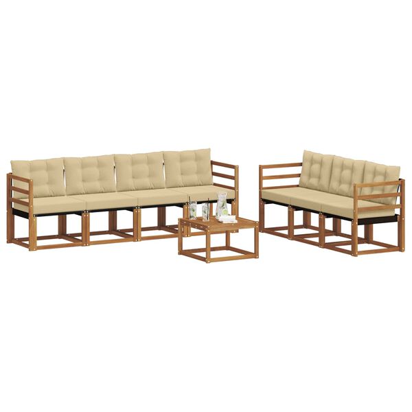 vidaXL Venkovn&iacute; pohovkov&aacute; souprava 8 pcs Přirozen&aacute; a B&eacute;žov&aacute;