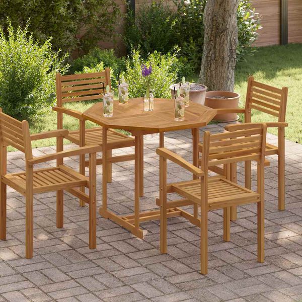 vidaXL Stoln&iacute; deska 90 x 90 x 2,5 cm osmihrann&aacute; masivn&iacute; teakov&eacute; dřevo