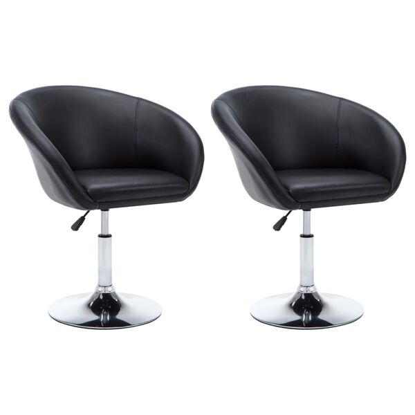 vidaXL Otočné jídelní židle 2 ks černé umělá kůže