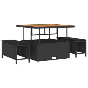 vidaXL Zahradní jídelní souprava Černá Poly ratan