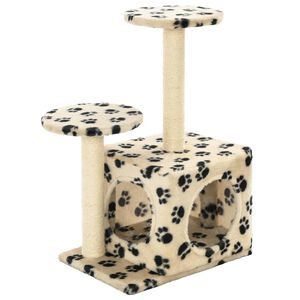 vidaXL &Scaron;krabadlo pro kočky sisalov&eacute; sloupky 60 cm b&eacute;žov&yacute; s potiskem