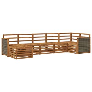 vidaXL Rohov&aacute; sofa sada 6 pcs Př&iacute;rodn&iacute; Masivn&iacute; ak&aacute;tov&eacute; dřevo